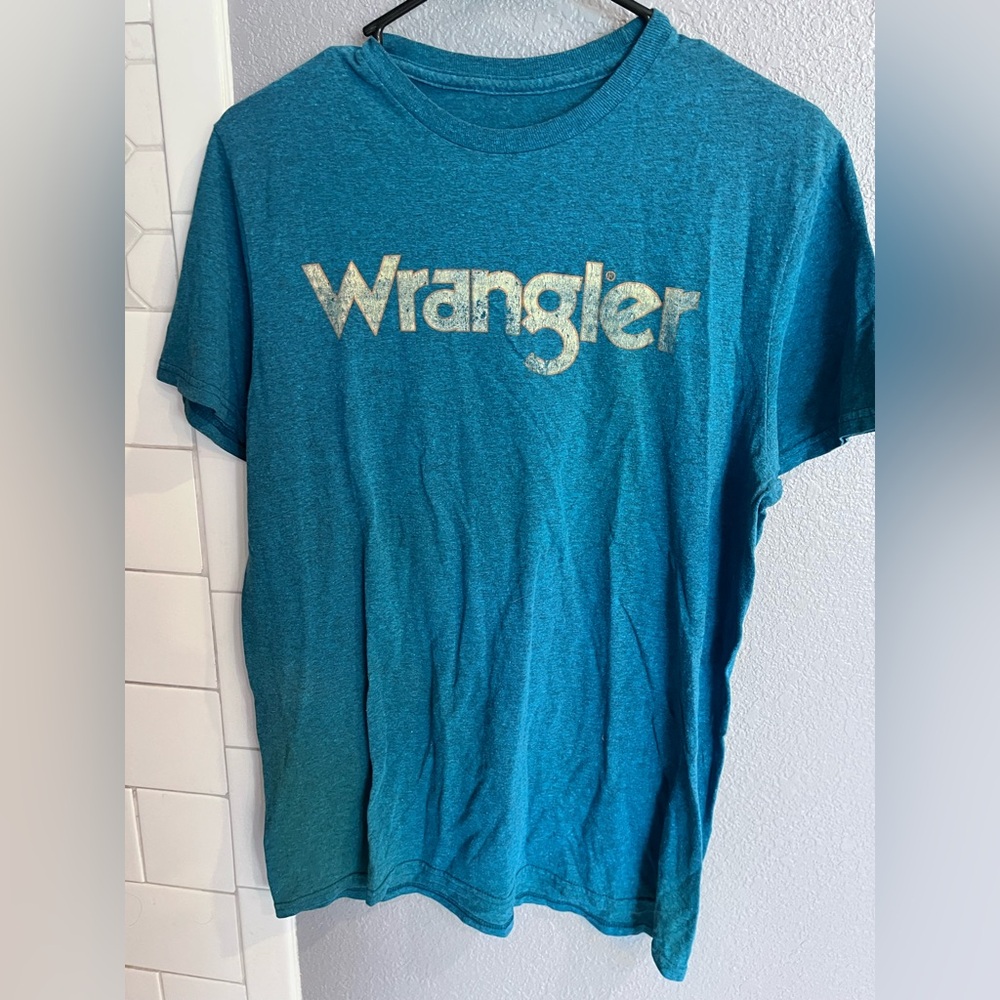 Wrangler Retro Vintage Faded Look Men's Teal Short Sleeve Tee S/M